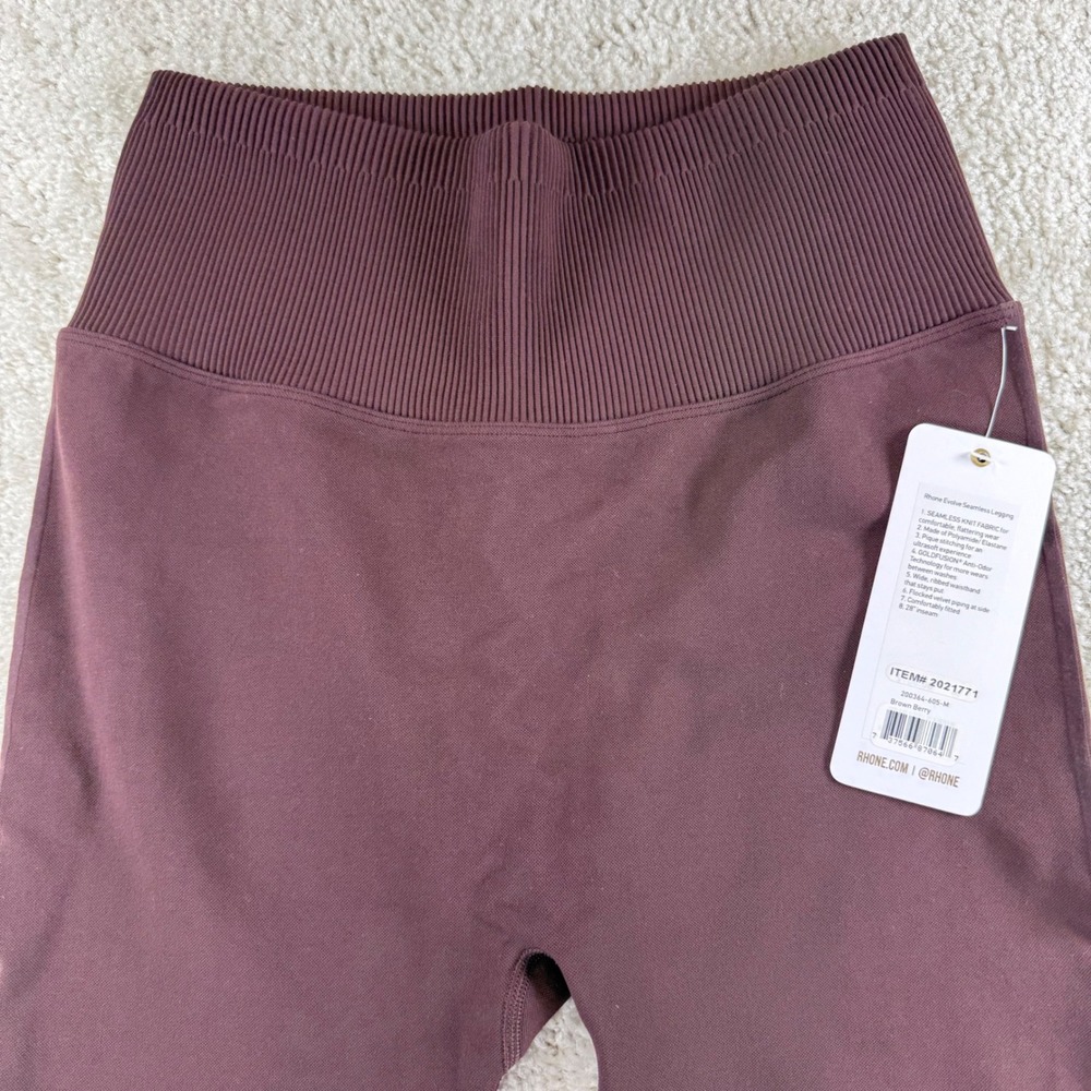 Rhone Evolve Seamless Leggings Brown Berry Ribbed High Waist Medium 200364-605-M